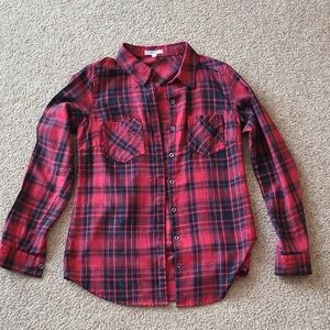 Maurices Ladies Red and Black Plaid Shirt